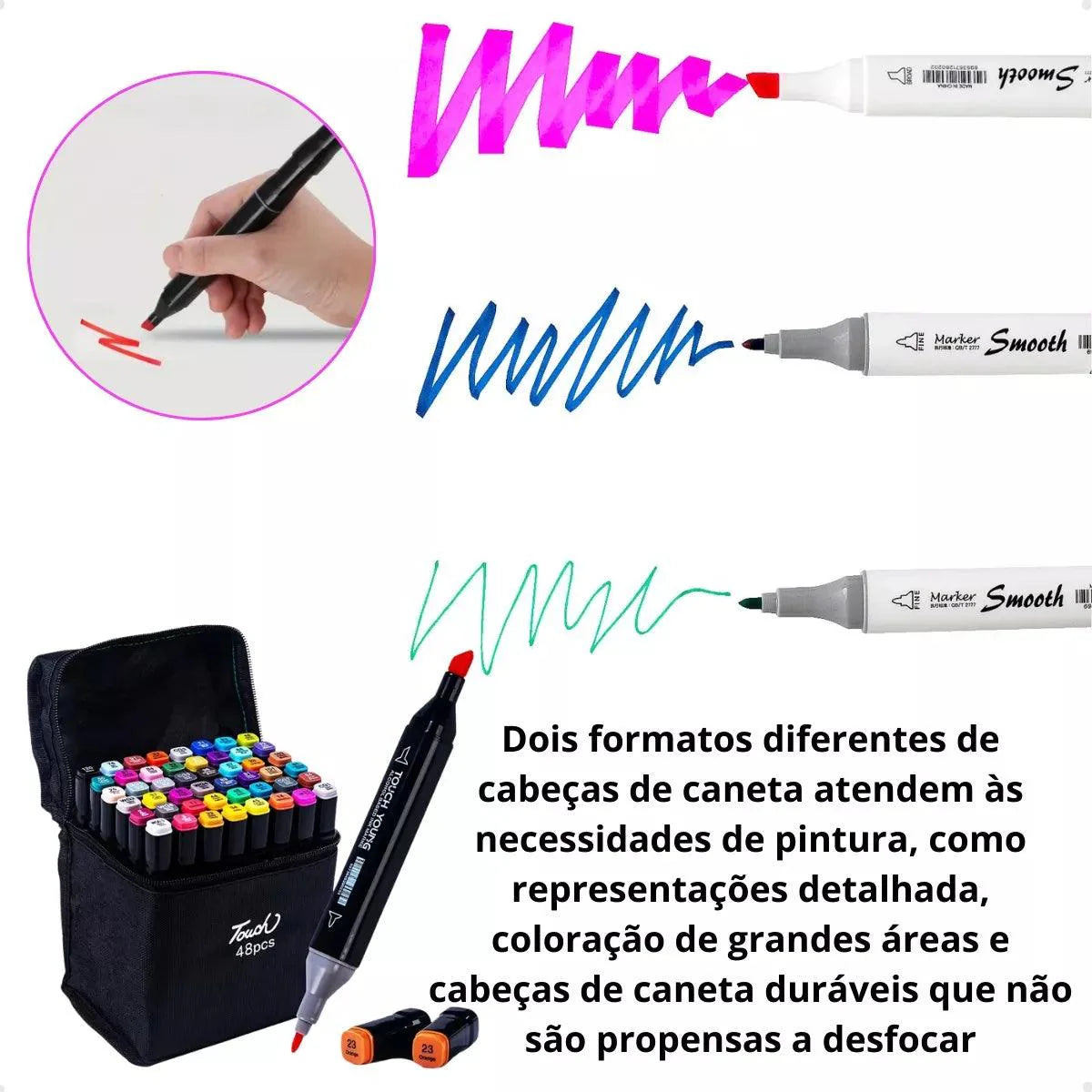 2x Livros de Colorir Bobbie Goods Capa Dura + 80 Canetinhas Touch